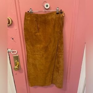 Wrap Camel Suede Skirt
